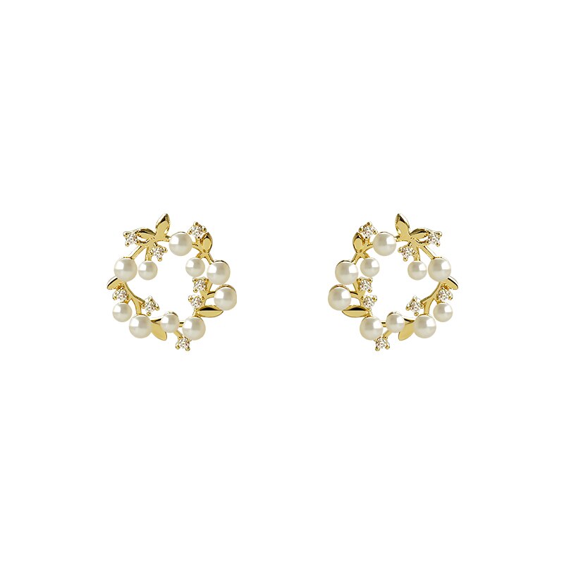 18 Karat vergoldeter Glamour-Perlenohrring - ByFirenzzi