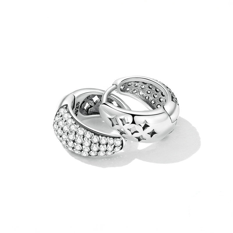 Earring Rounded Roaded Zirconia Star Silver 925 - Byfirenzzi