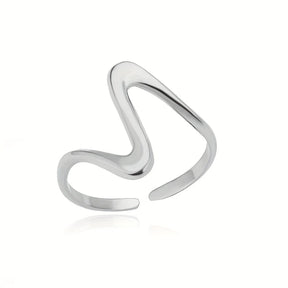 18k Gold-Plated Cuff Liora Ring in Modern Wave Style – ByFirenzzi