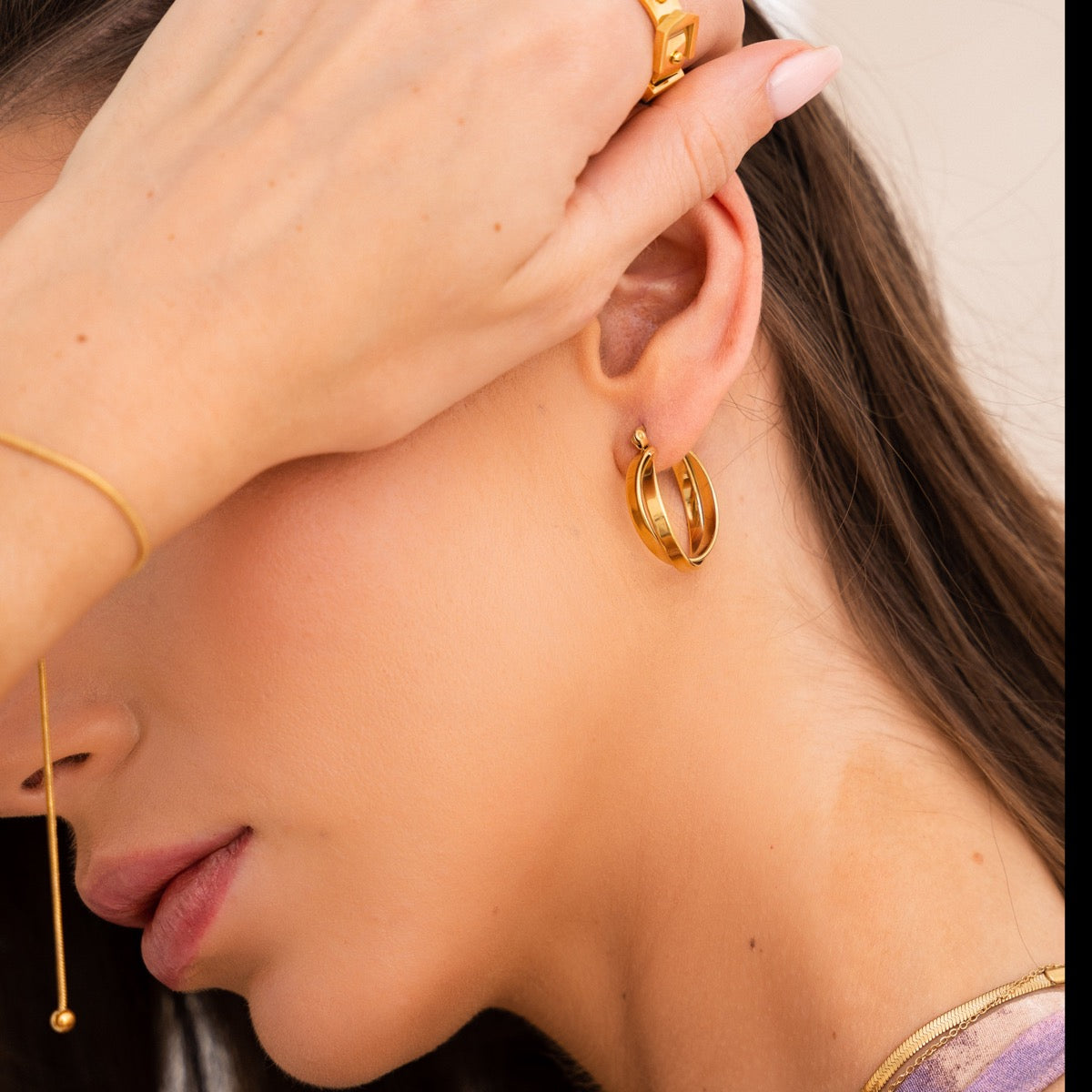 Talia Basic hoop earrings 18k gold bathed - Byfirenzzi