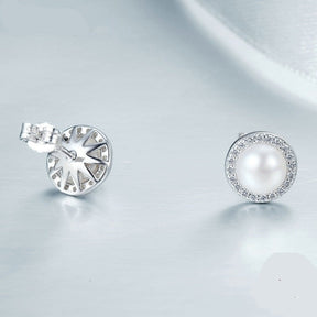 Perlenohrring mit Zirkonia besetzt 925 Silber - ByFirenzzi